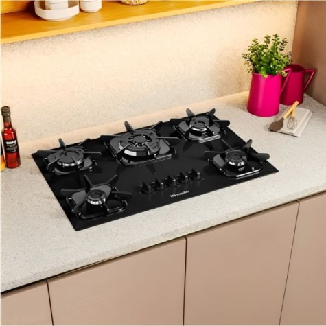 COCINA A GAZ 5H ANAFE MUELLER TRIPLE NEGRO