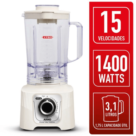 Licuadora Arno Power Max LN64 3.1 lts 1400W Blanco