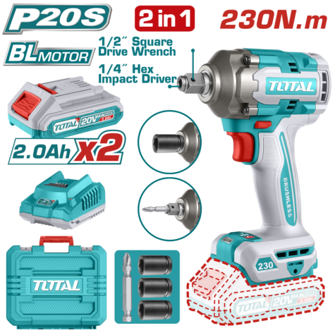 LLAVE TOTAL DE IMP A BAT 20V 230NM 2BAT C*ATORNL