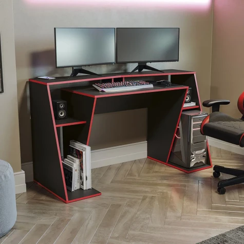 MESA GAMER KAPP 145CM L101PRVM NEGRO-ROJO