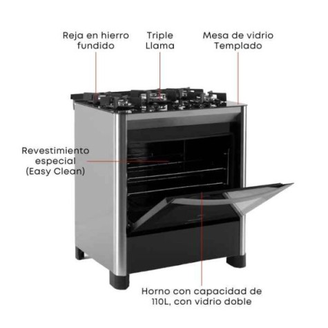 COCINA A GAZ 5H FISCHER GRAN CHEFF C/GRILL