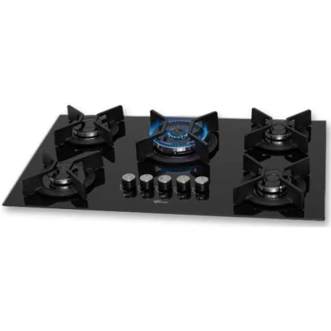 COCINA A GAZ 5H ANAFE FISCHER INFINITY TRIPLE NEGRO
