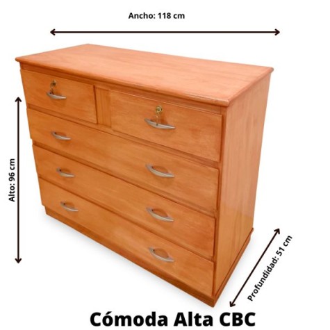 COMODA C/CERRADURAS NATURAL 96*118*51