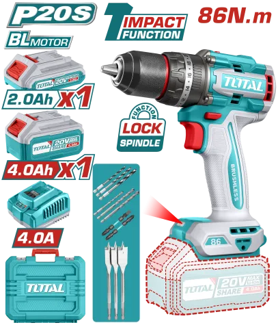 TALADRO TOTAL IMPACTO A BATERIA 20V 86NM 2BAT CO