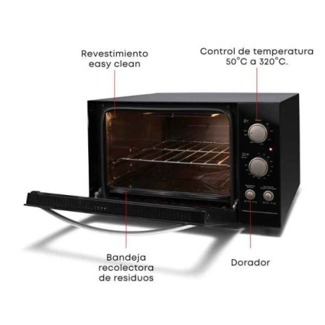 HORNO ELECTRICO FISCHER FIT 44L NEGRO