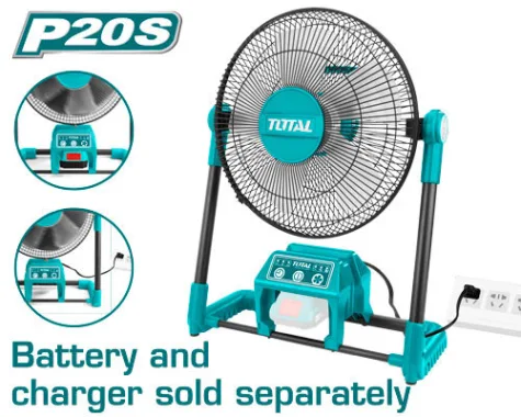 VENTILADOR TOTAL 220V A BATERIA 20V 33CM 13PULGADAS, INCLUYE BAT Y CARGADOR