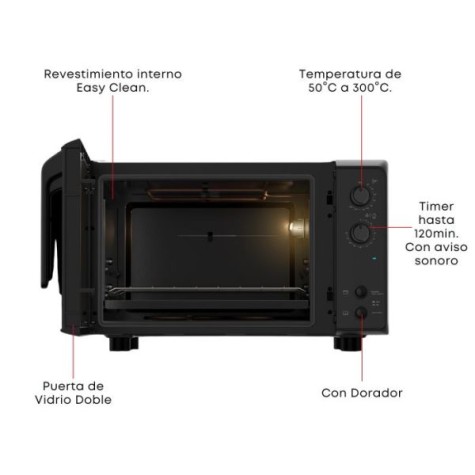 HORNO ELECTRICO FISCHER 48L PREMIER NEGRO