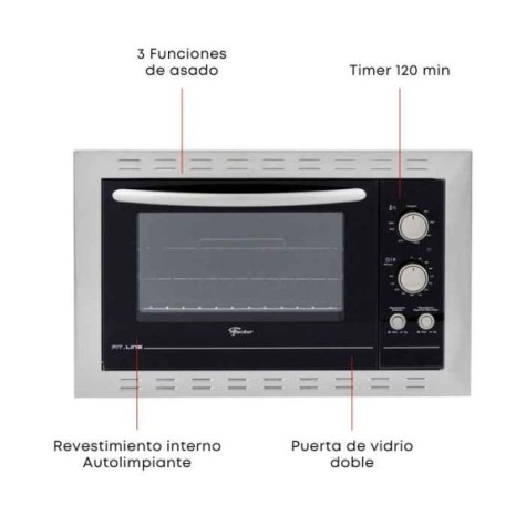 HORNO ELECTRICO FISCHER EMPOTRAR 44L FIT LINE INOX