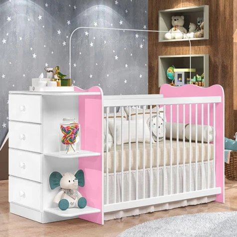 CUNA - COMODA NEW HAPPY BL/ROSA