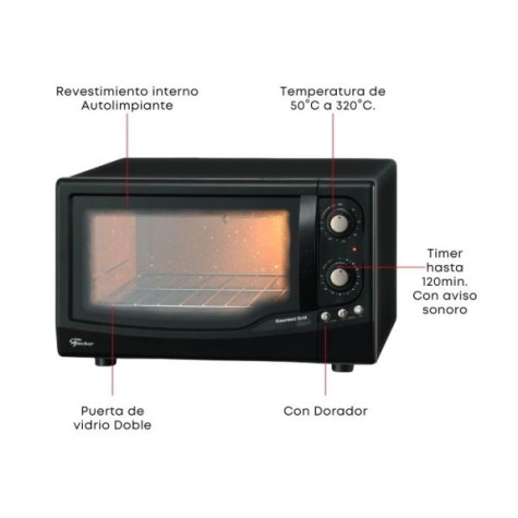 HORNO ELECTRICO FISCHER GOURMET GRILL NEGRO