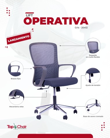 SILLA GIRATORIA EJECUTIVA LIFT GRIS