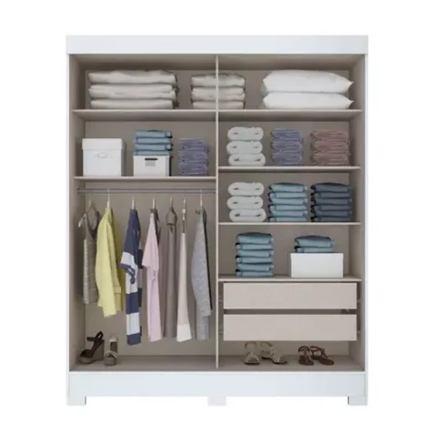 ROPERO 2P BRIZ B66 CORREDIZO CASTAÑO OFF WHITE