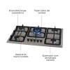 COCINA A GAZ 5H ANAFE FISCHER INFINITY TRIPLE INOX